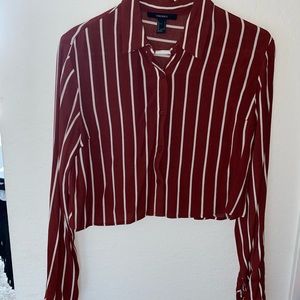 Stripped button up crop top